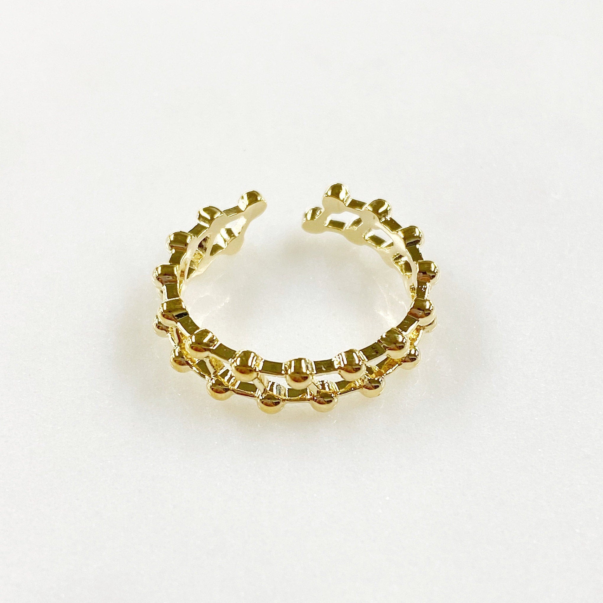 Gold Plated Adjustable Diagonal Chain Link Style Gold Ring