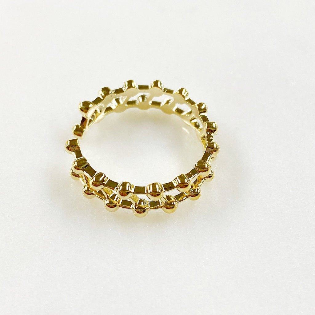 Gold Plated Adjustable Diagonal Chain Link Style Gold Ring