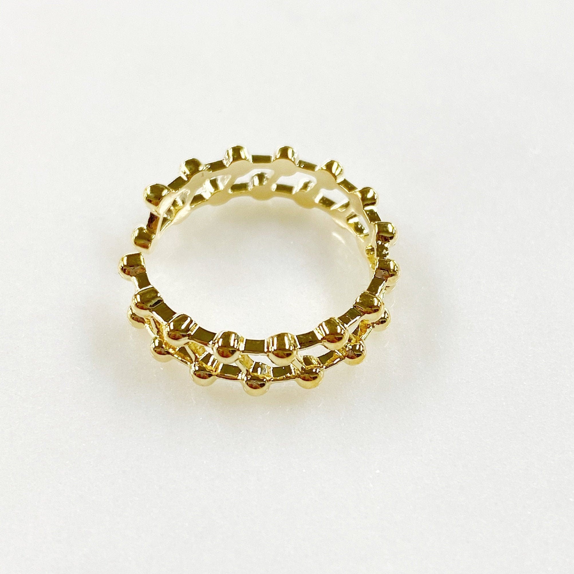 Gold Plated Adjustable Diagonal Chain Link Style Gold Ring
