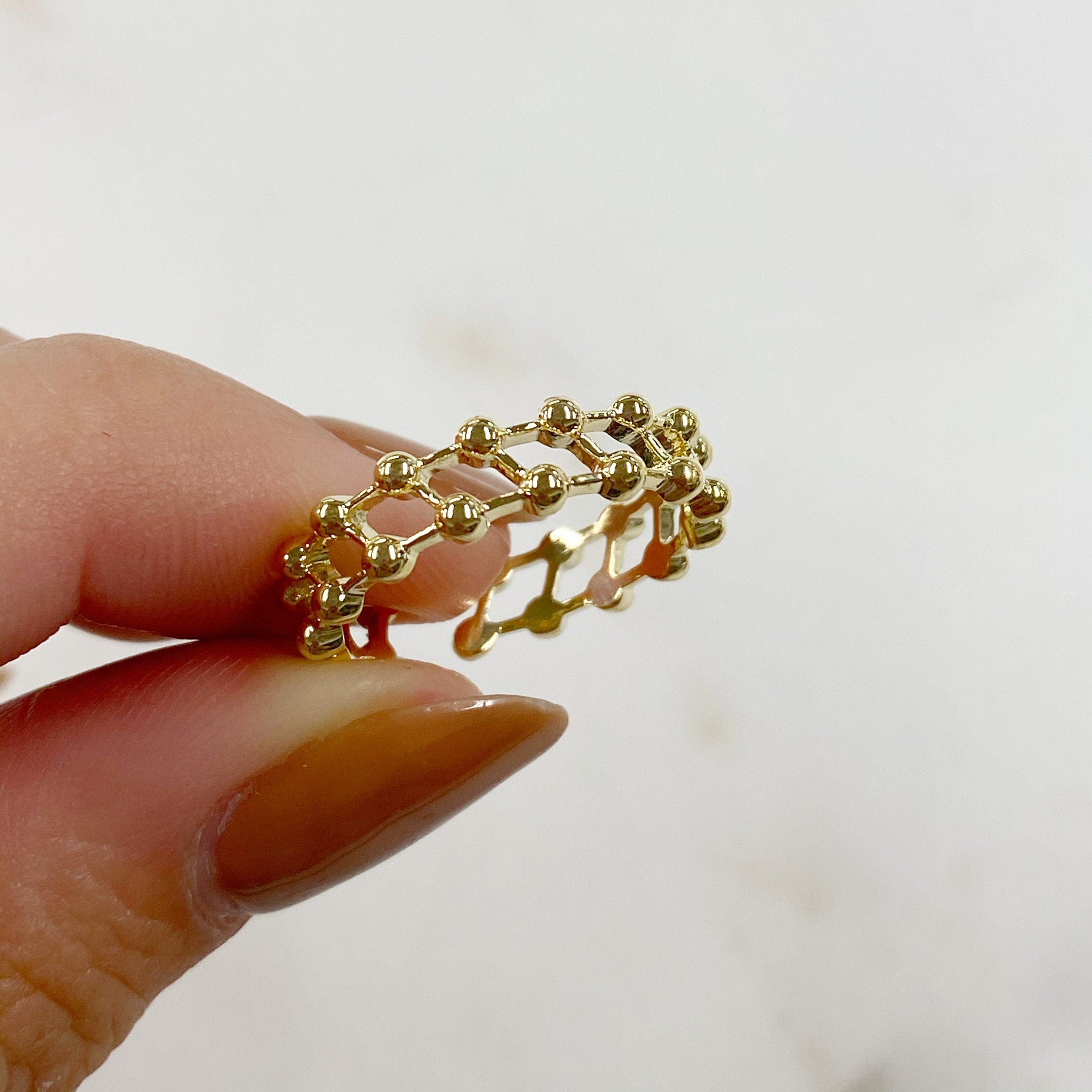 Gold Plated Adjustable Diagonal Chain Link Style Gold Ring