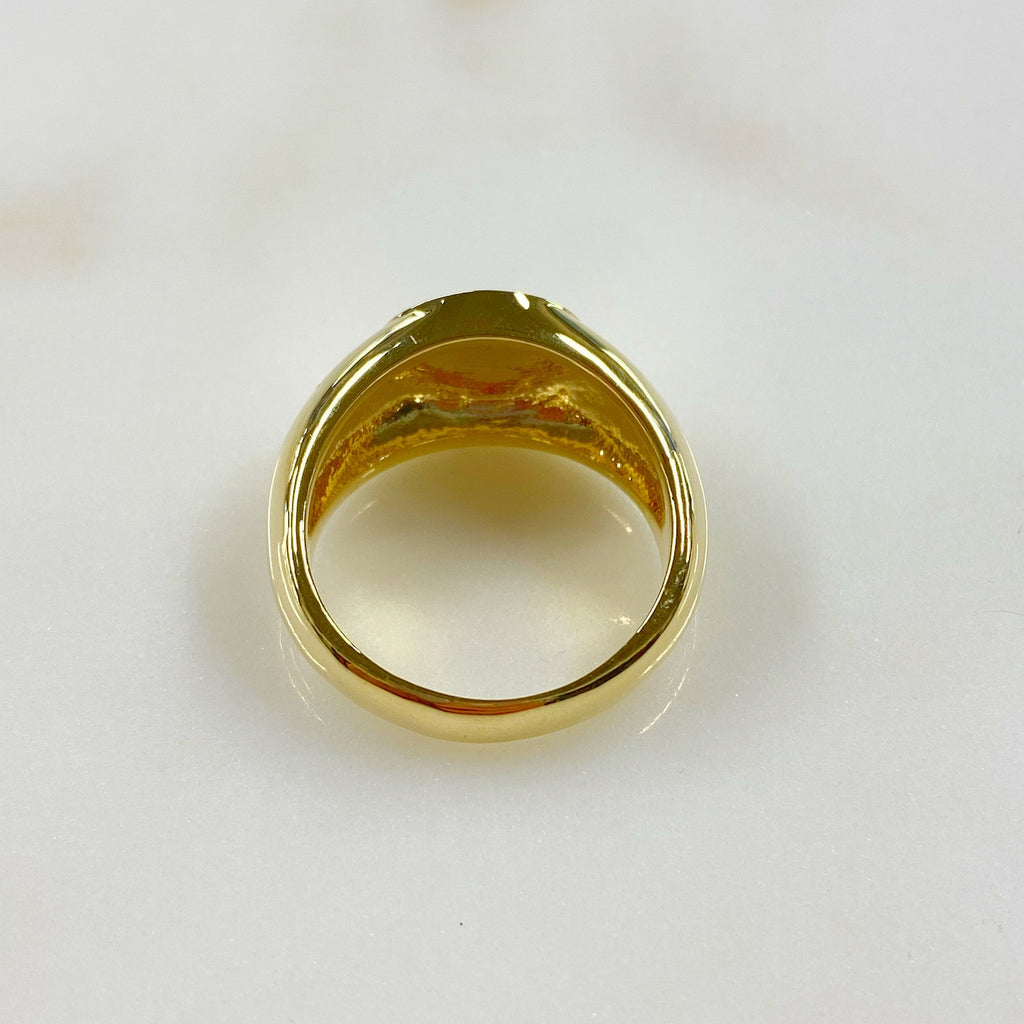 Gold Plated Thick Gold Vintage Style Ring Size 7 Statement Ring