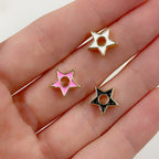 10mmx3mm Gold Plated Mini Gold Rimmed Enamel Star Charm Celestial 5 Point