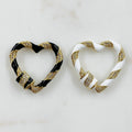 26mm Gold Plated Large Heart Shaped Enamel Carabiner Cubic Zirconia