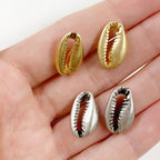 15mmx10mm Base Metal Gold or Satin Silver Tiger Cowrie Shell Ocean (2pc)