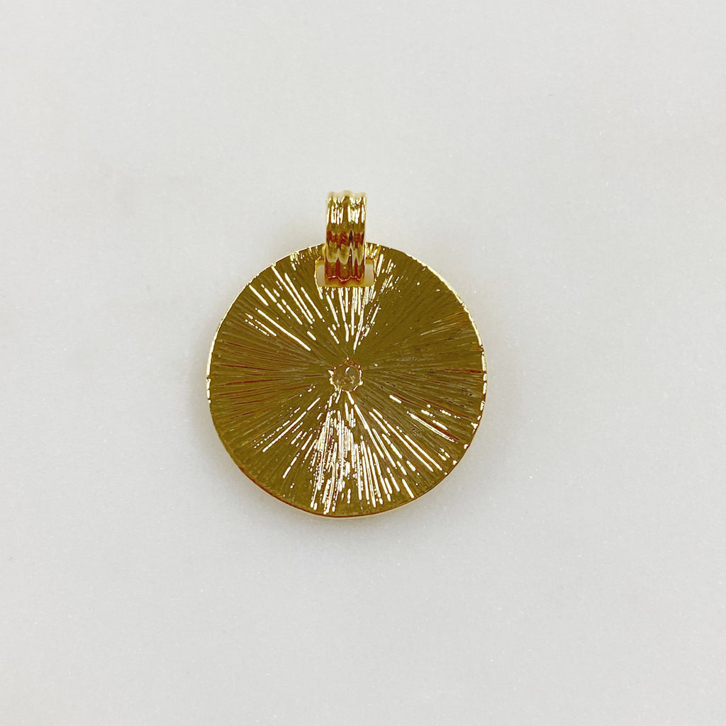 Gold Plated 8 Point Starry Coin Charm 16K Celestial Coin Pendant
