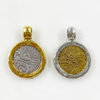 25mmx22mm Pewter Medieval Double Sided Cross Coin Pendant Charm Silver