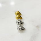 Pewter Small Skull Head Bead Horizontal Hole Pendant Halloween (2pc)