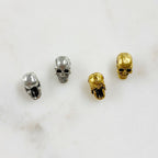 Pewter Small Skull Head Bead Horizontal Hole Pendant Halloween (2pc)