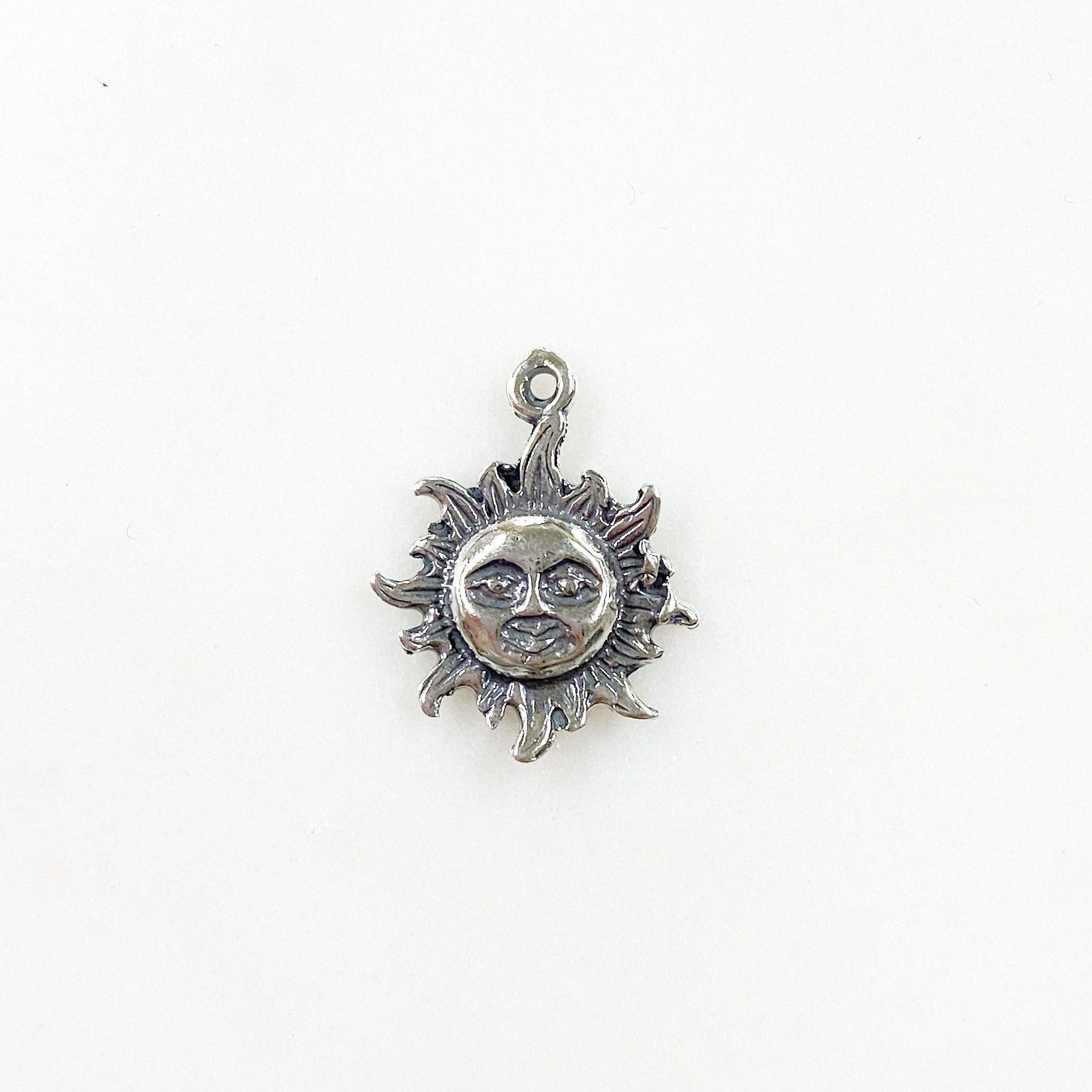 Sterling Silver Smiling Sun Sunshine Large Star Celestial Summer
