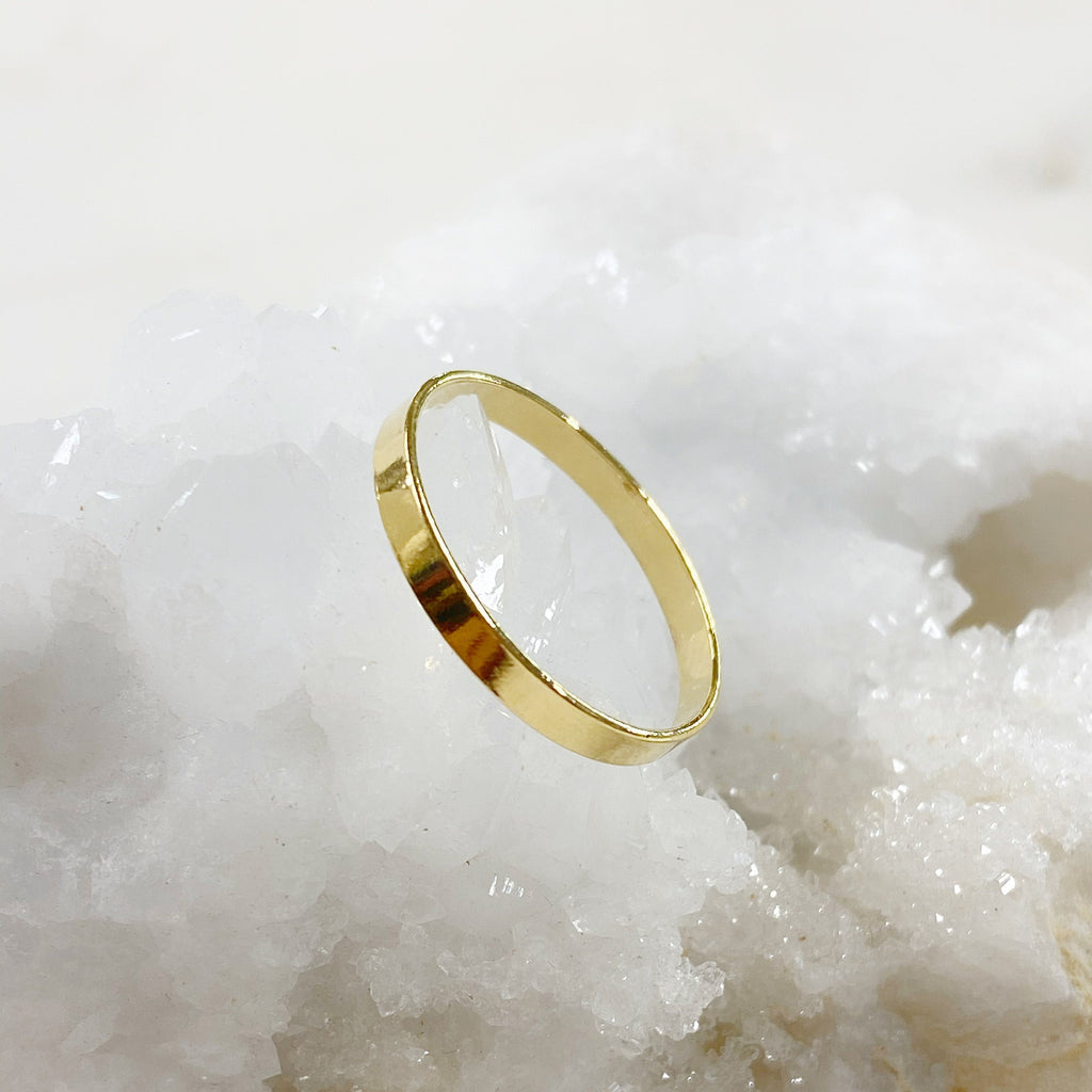 14K Gold Filled Thick Flat Ring Simple Stackable GF Band Ring Size 7