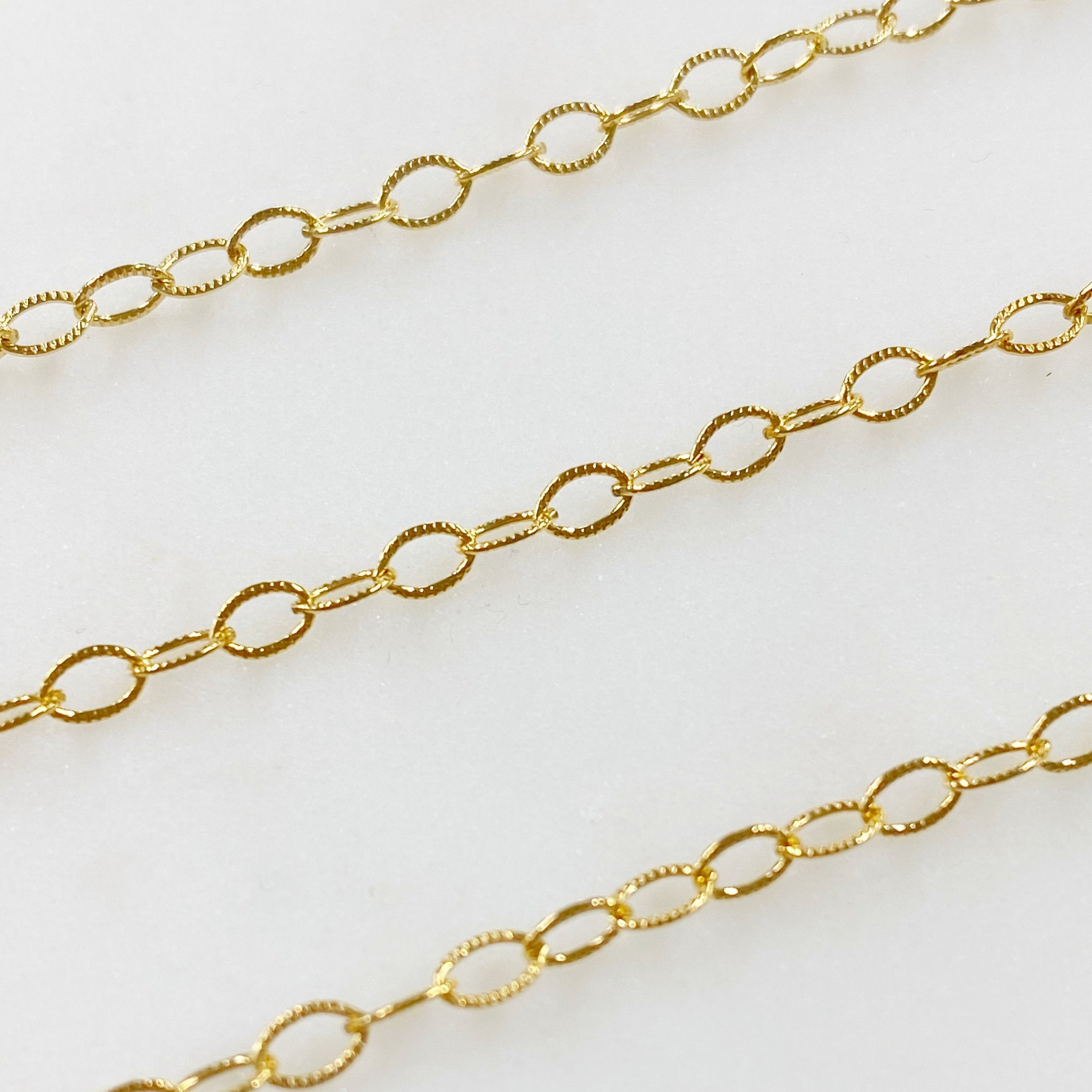 14K Gold Filled Oval Link Textured Chain – Sold by the Foot