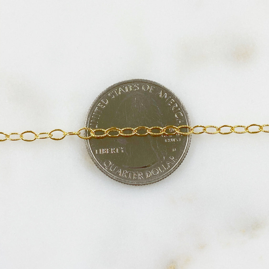 14K Gold Filled Oval Link Textured Chain – Sold by the Foot