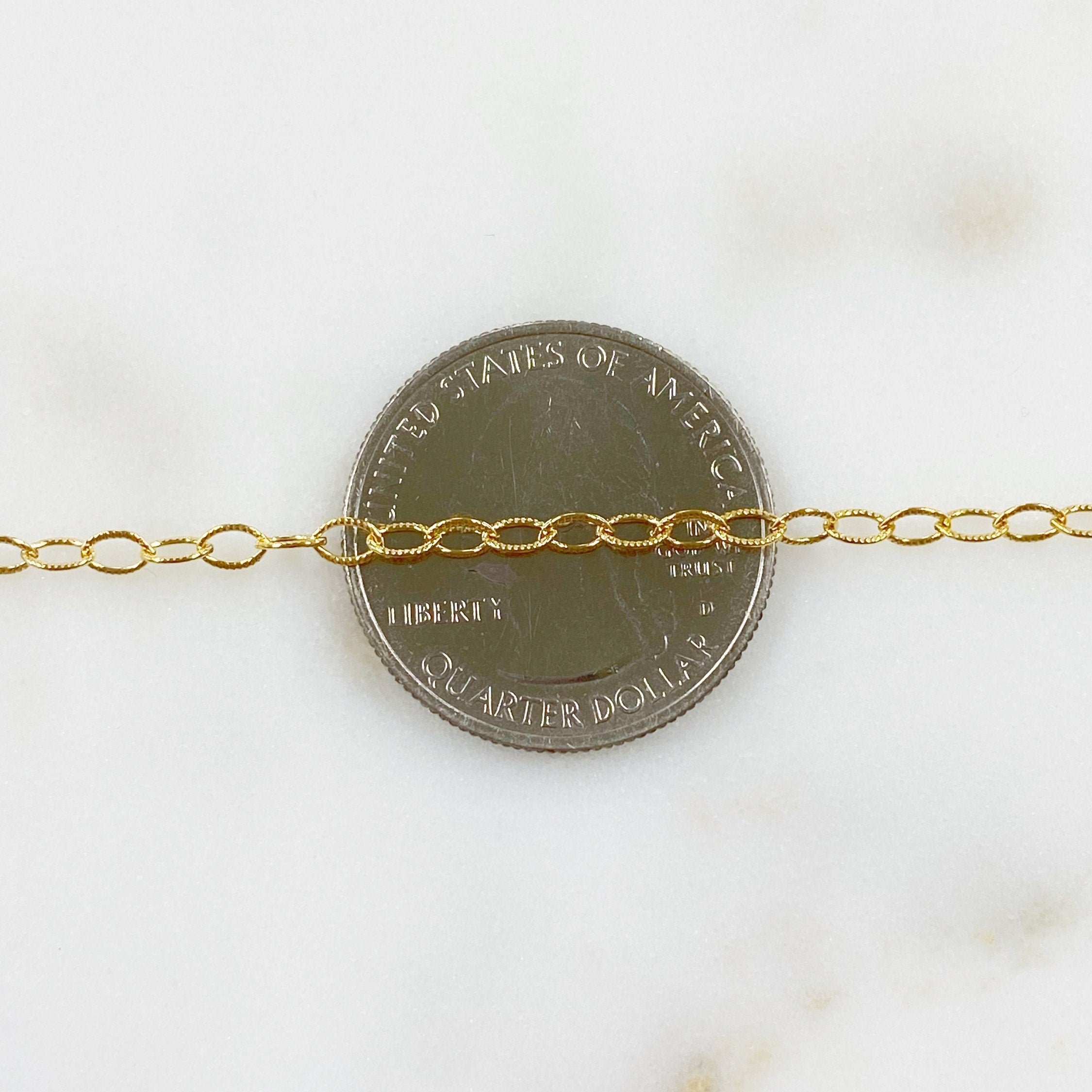 14K Gold Filled Oval Link Textured Chain – Sold by the Foot