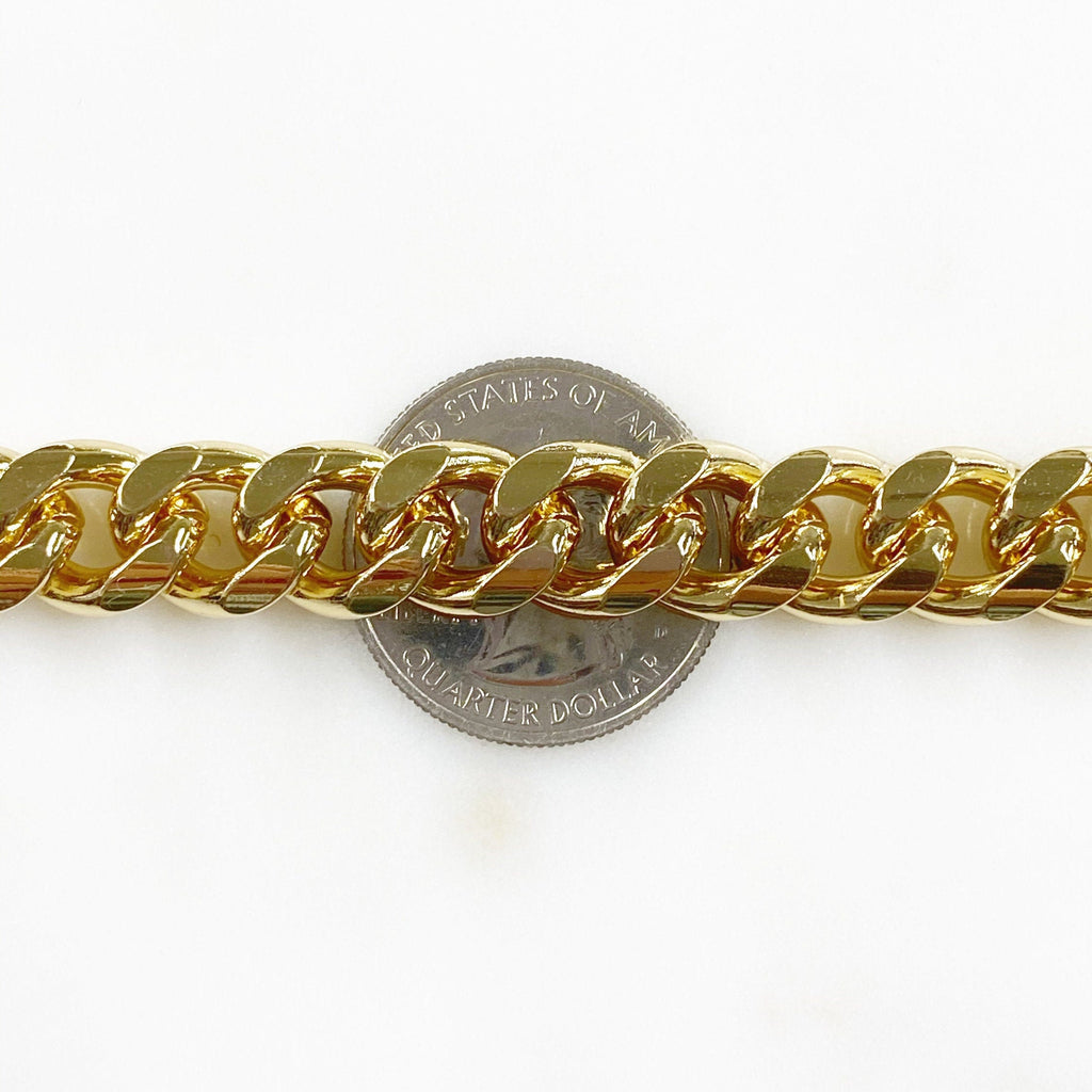 Matte or Shiny Gold Steel Extra Large Thick Faceted – Sold by the Foot