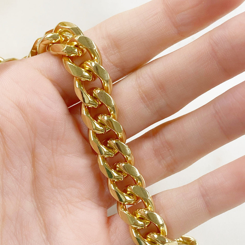 Matte or Shiny Gold Steel Extra Large Thick Faceted – Sold by the Foot