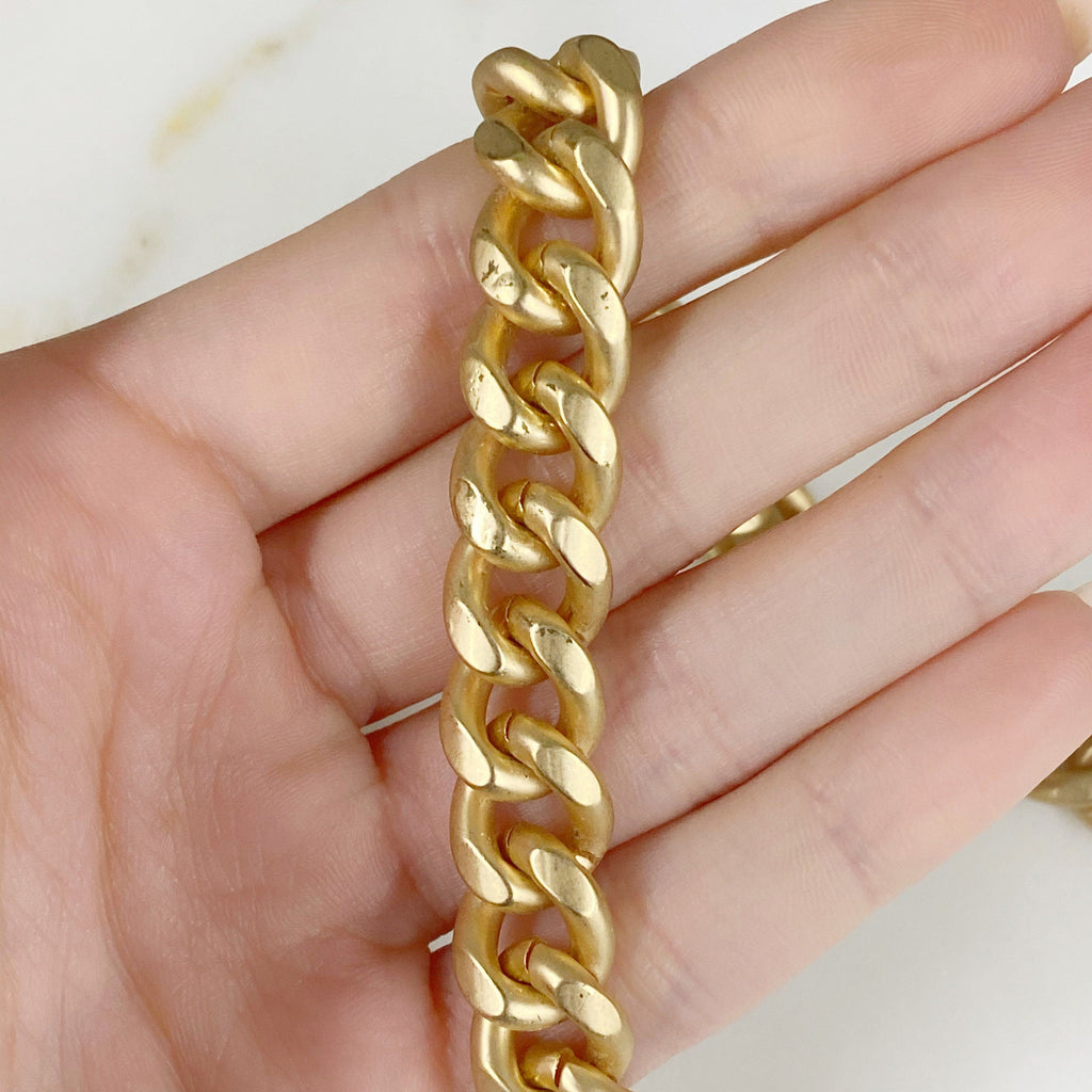 Base Metal Matte or Shiny Gold Steel Extra Large Thick – Sold by the Foot