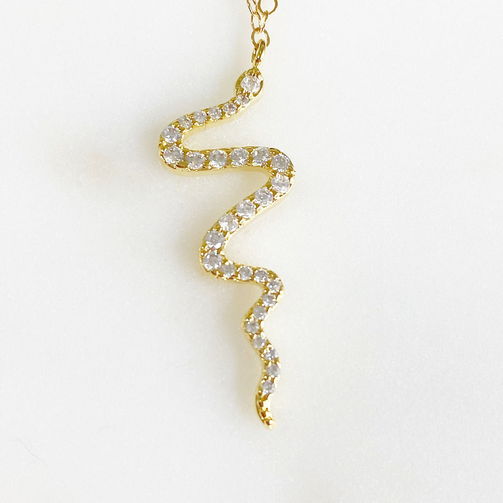 Gold Plated Sparkly Snake Necklace