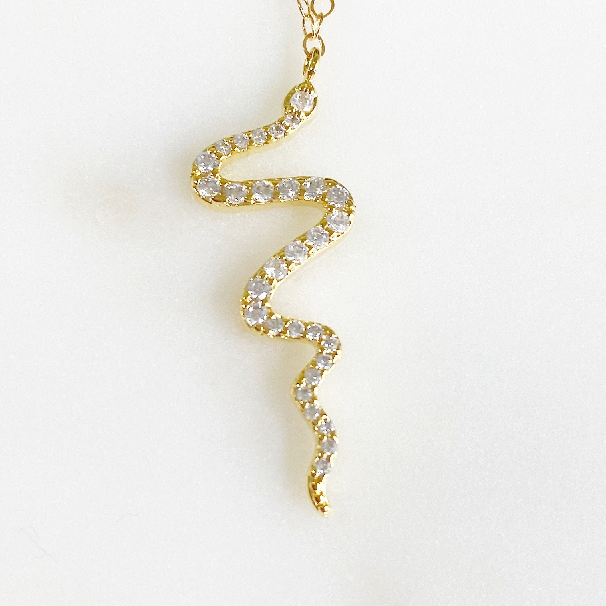 Gold Plated Sparkly Snake Necklace