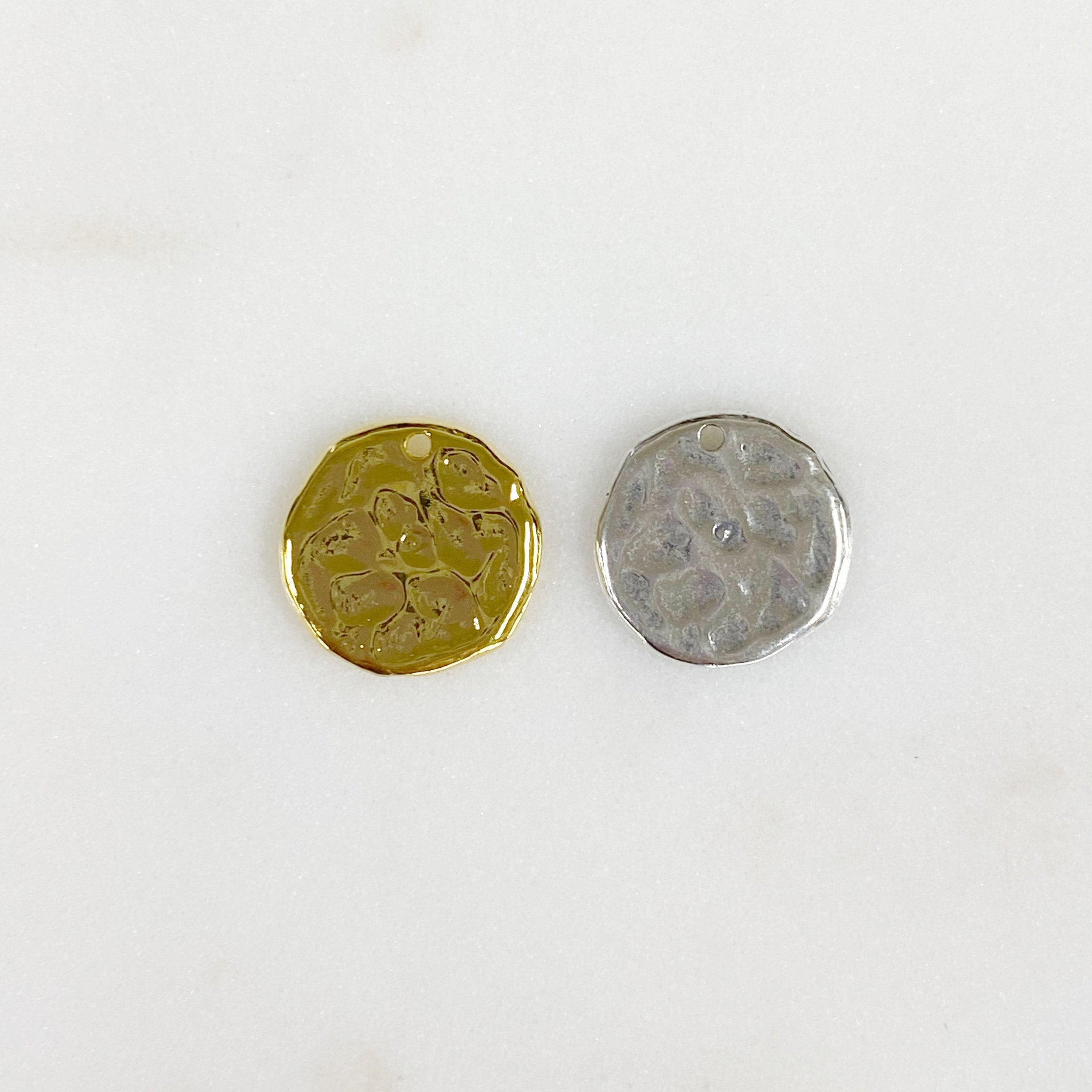 12mmx12mm Sterling Silver or Vermeil Hammered Protective Eye Coin Charm