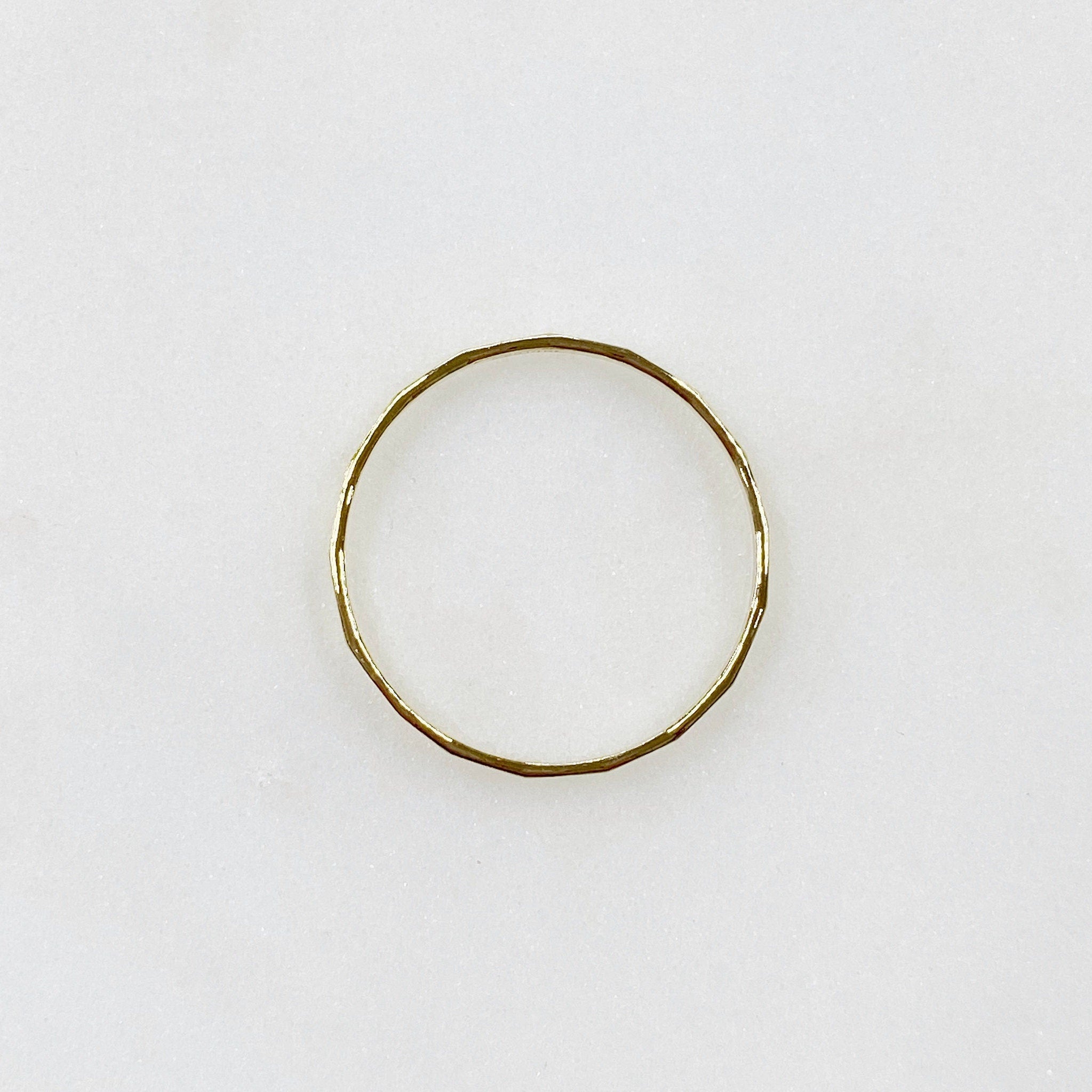 1mm 14K Gold Filled Hammered Thin Stacking Ring in Size 6 or 7
