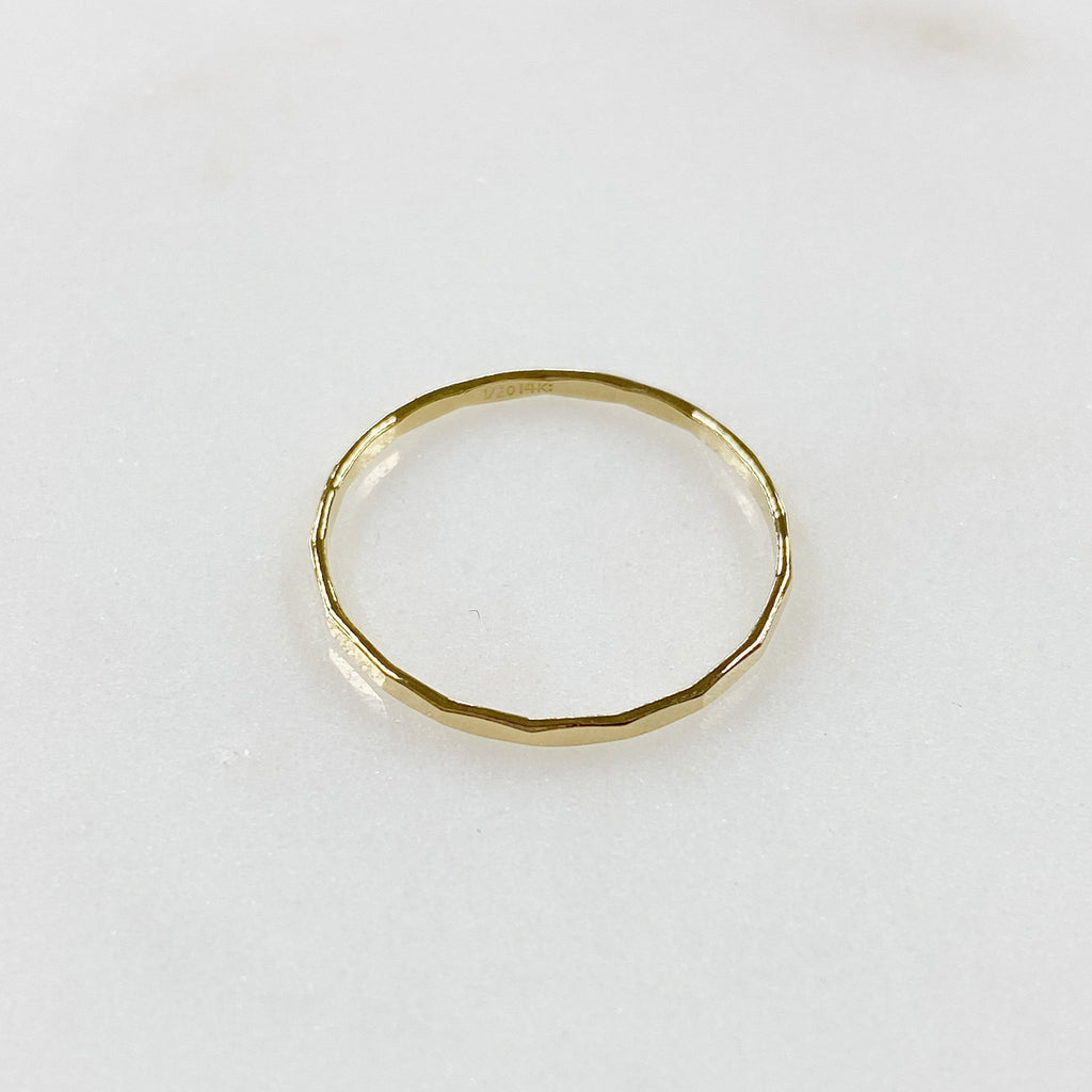 1mm 14K Gold Filled Hammered Thin Stacking Ring in Size 6 or 7