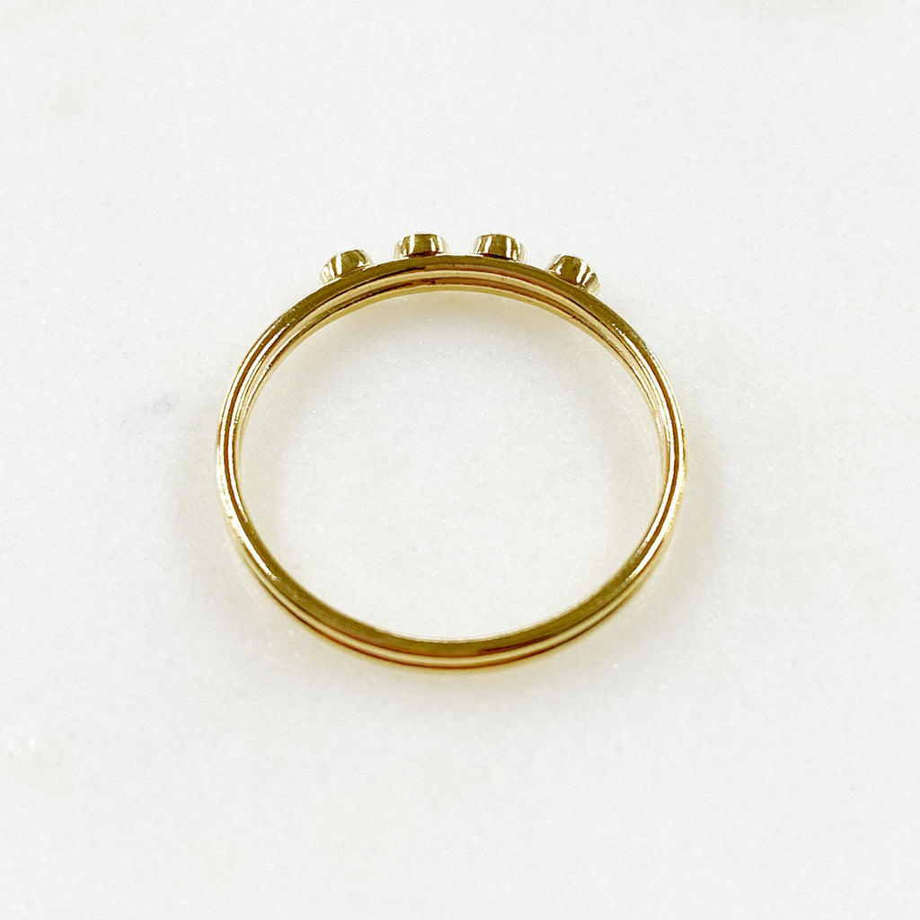 14K Gold Filled 4 CZ Stone Simple Ring CZ Ring in Size 7