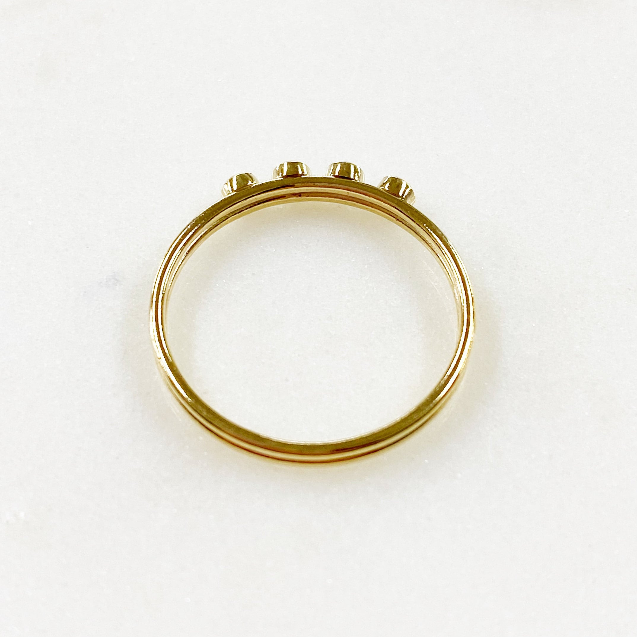 14K Gold Filled 4 CZ Stone Simple Ring CZ Ring in Size 7