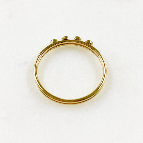 14K Gold Filled 4 CZ Stone Simple Ring CZ Ring in Size 7