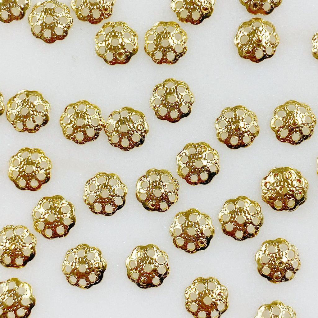 Gold Plated 6mm Flower Bead Cap (100pc) – Gold