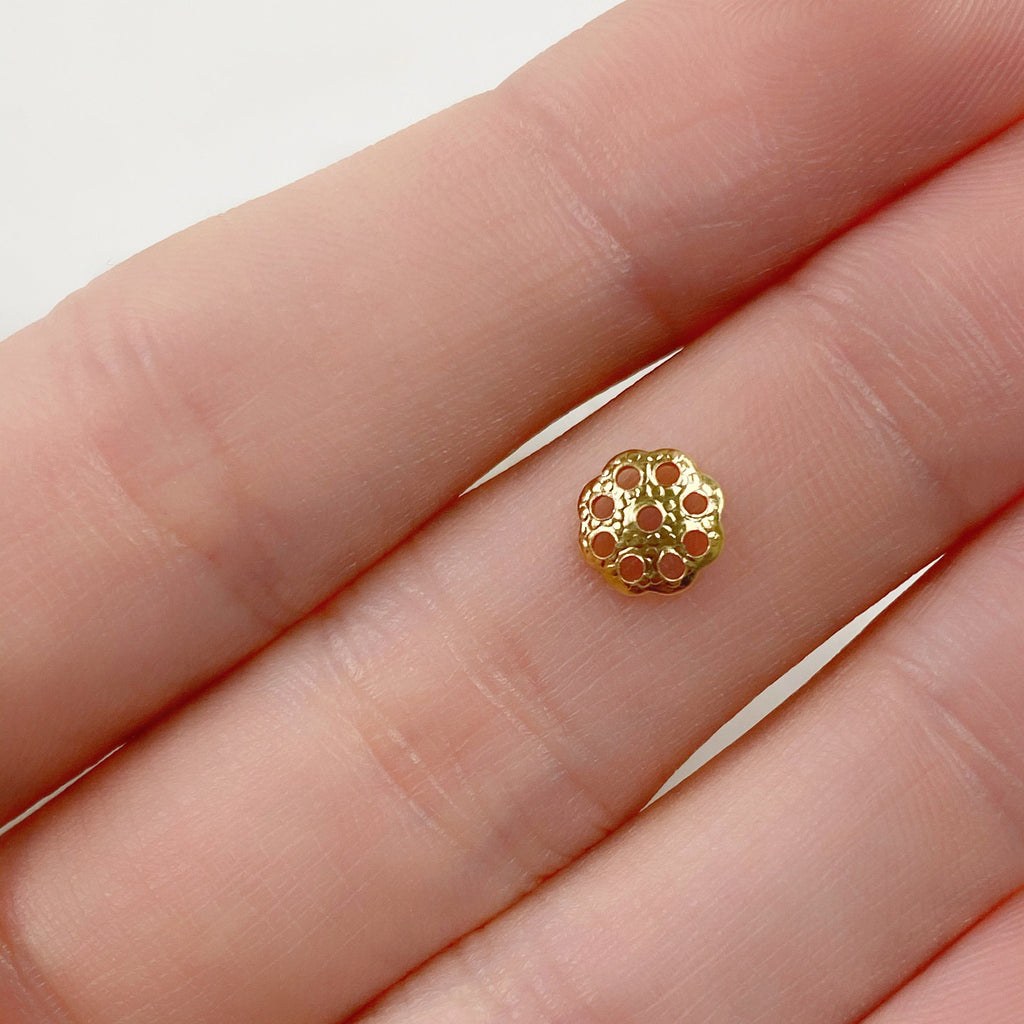 Gold Plated 6mm Flower Bead Cap (100pc)