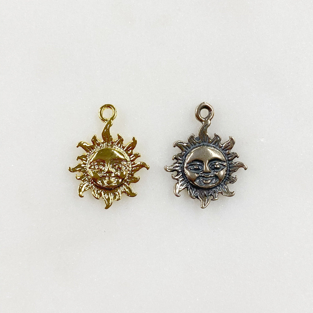 13mmx10mm Sterling Silver or Vermeil Smiling Sun Sunshine Small Star