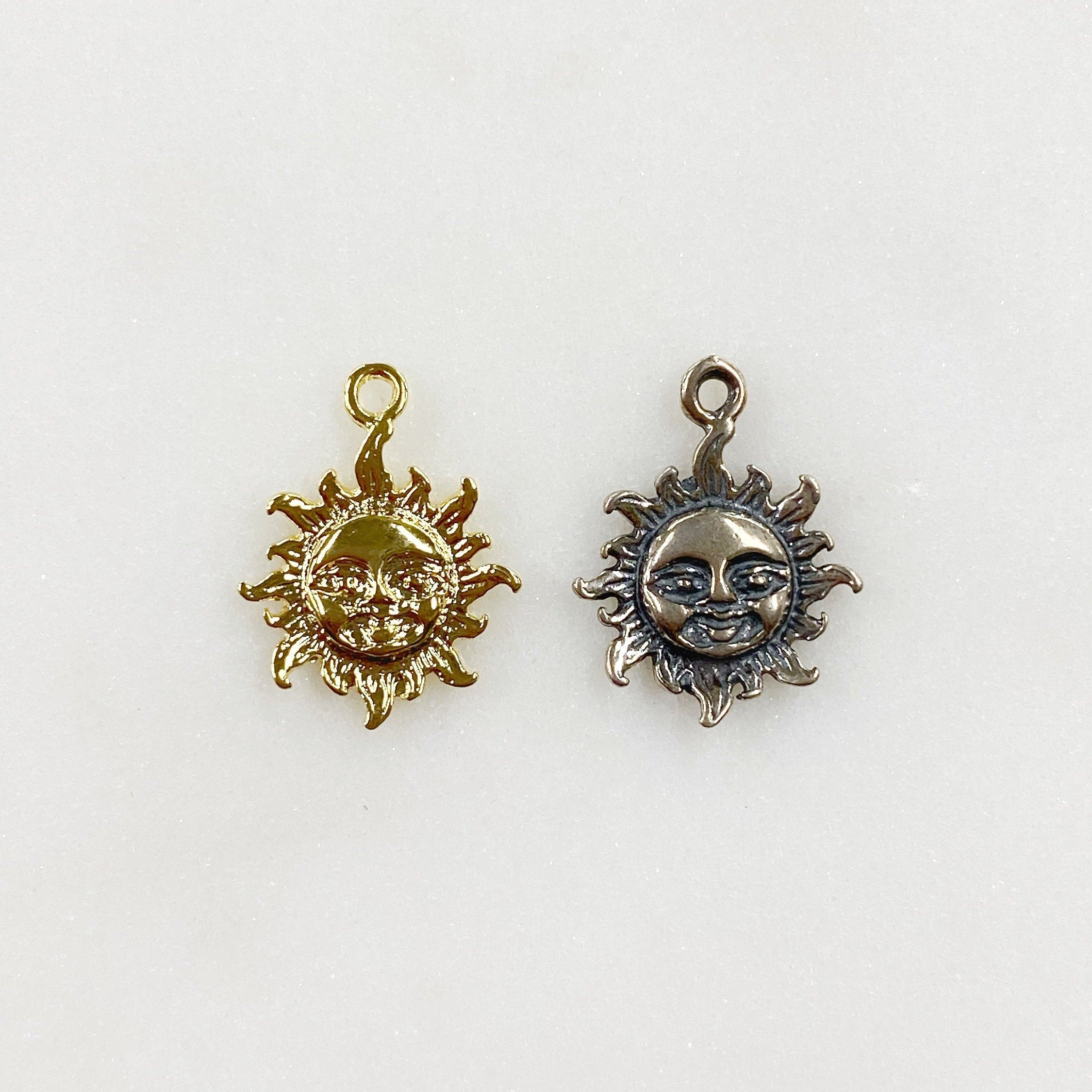 13mmx10mm Sterling Silver or Vermeil Smiling Sun Sunshine Small Star