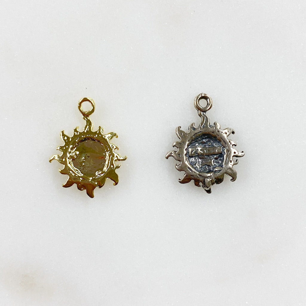 13mmx10mm Sterling Silver or Vermeil Smiling Sun Sunshine Small Star