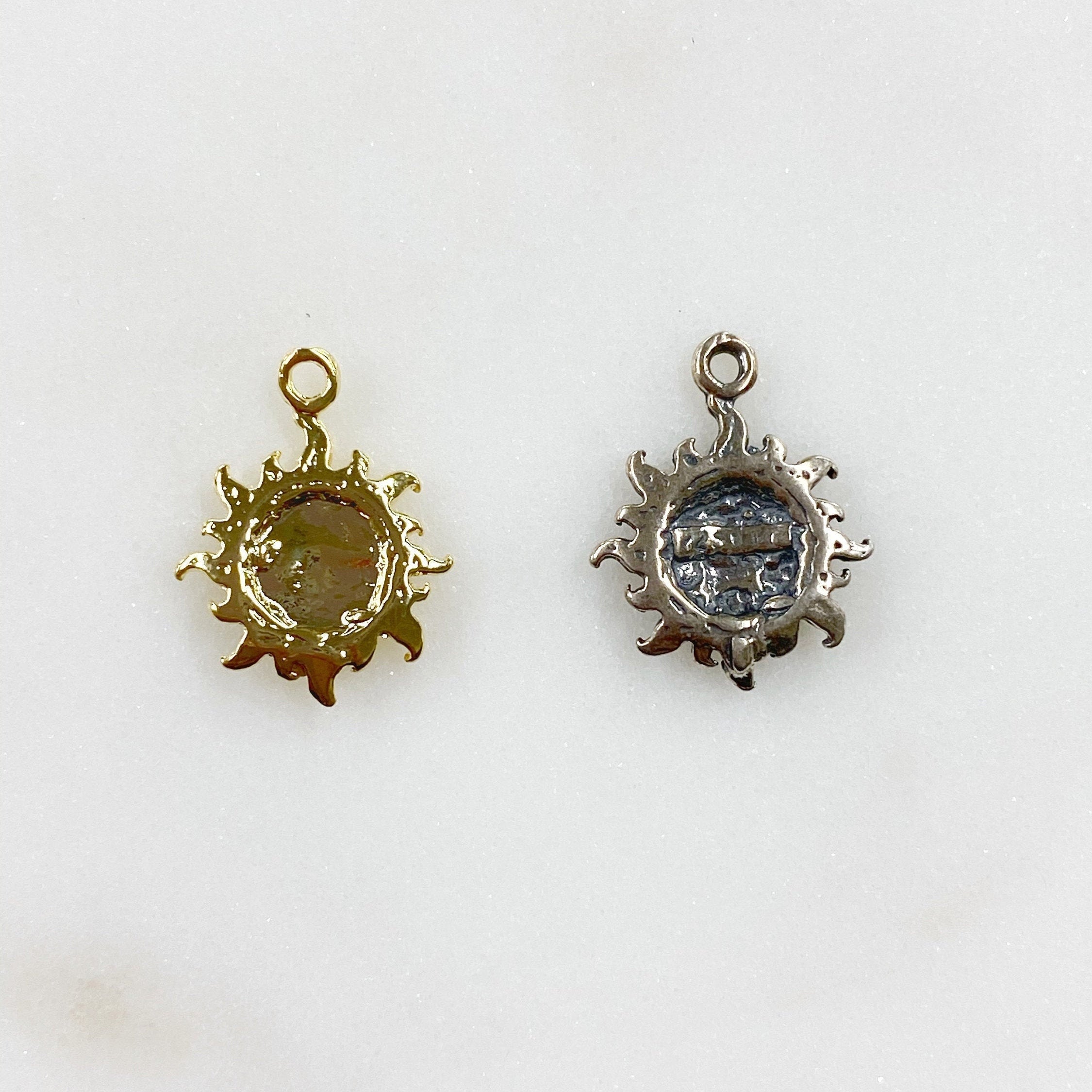 13mmx10mm Sterling Silver or Vermeil Smiling Sun Sunshine Small Star