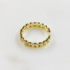 Gold Plated Adjustable Chain Link Style Ring CZ Stackable Ring
