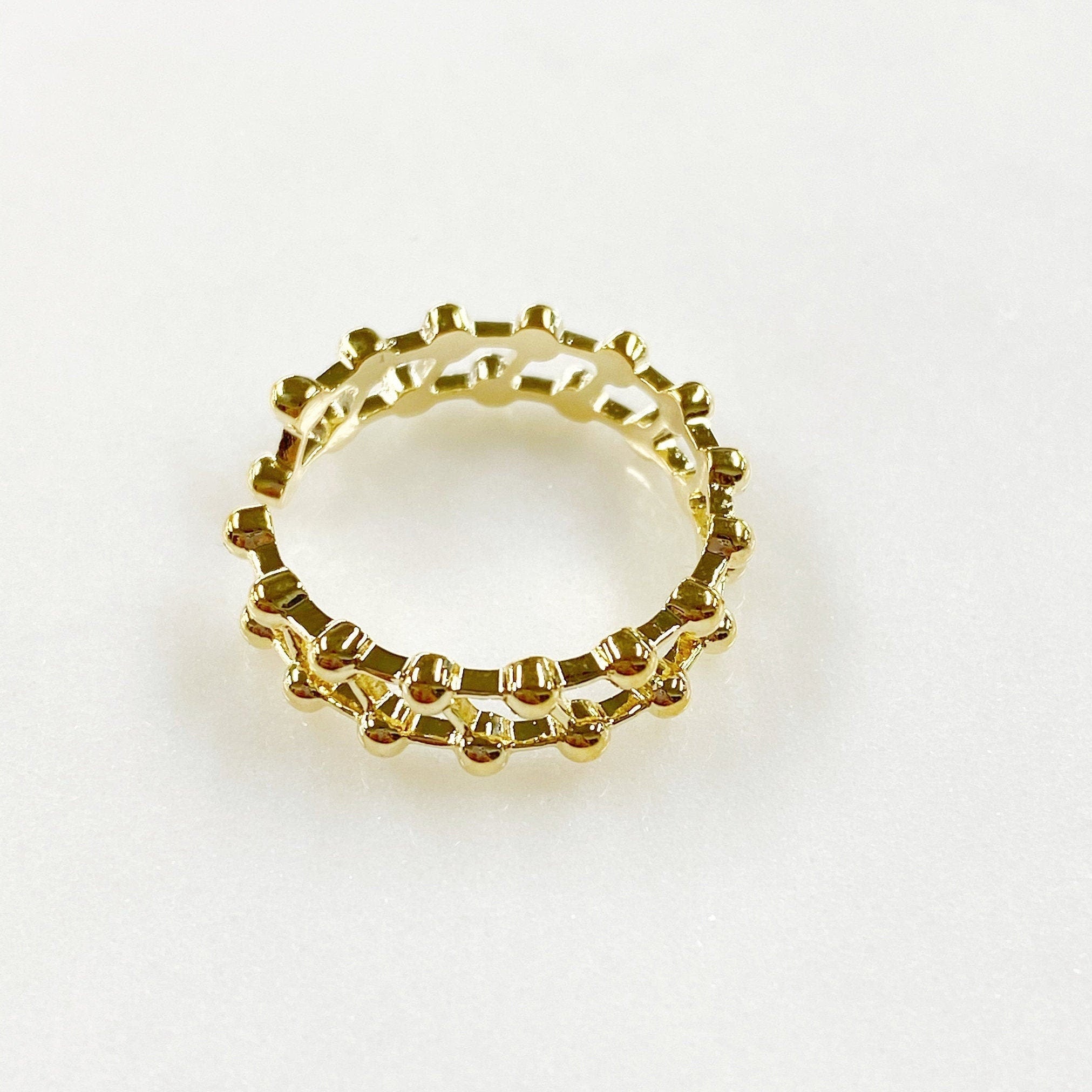 Gold Plated Adjustable Diagonal Chain Link Style Gold Ring