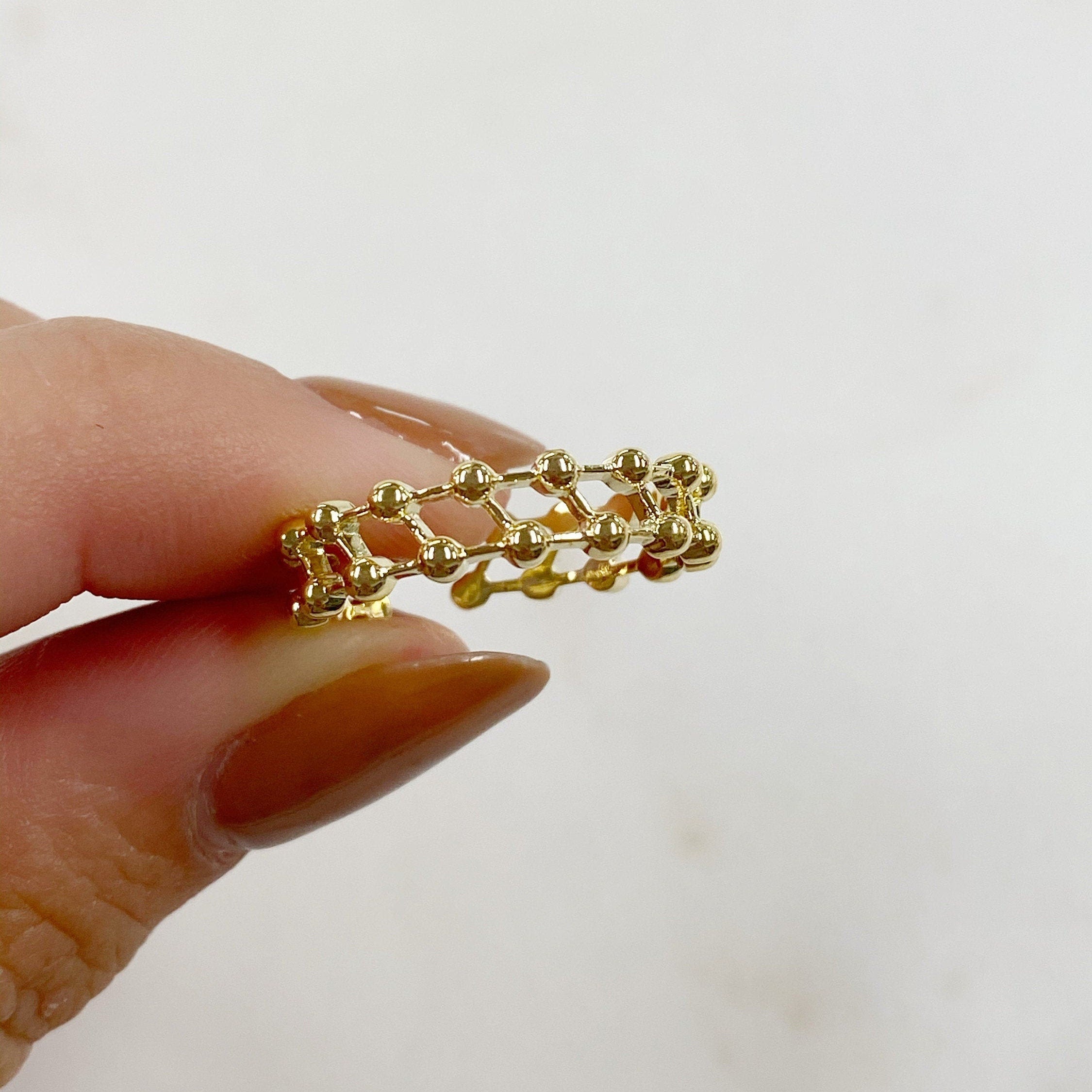 Gold Plated Adjustable Diagonal Chain Link Style Gold Ring