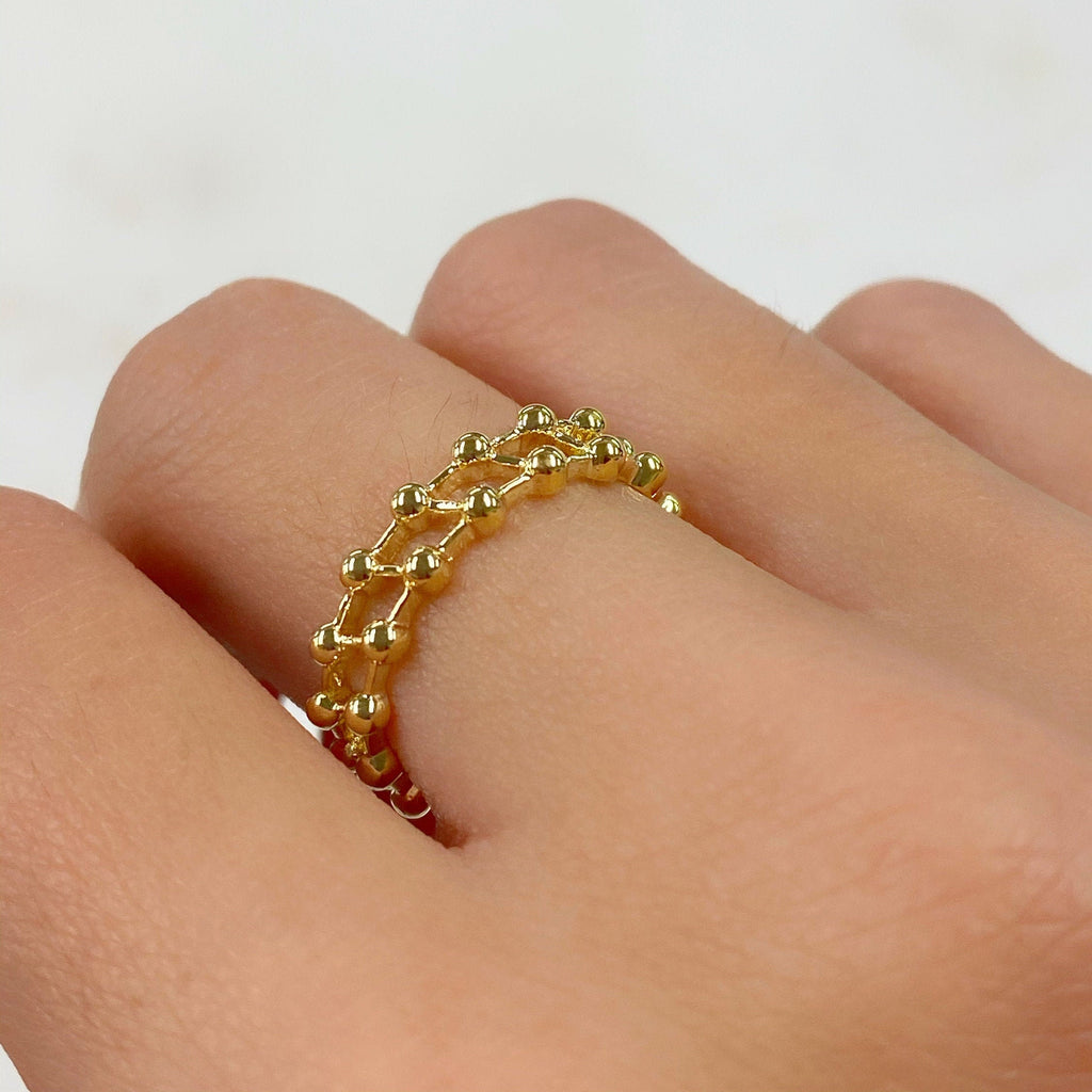 Gold Plated Adjustable Diagonal Chain Link Style Gold Ring