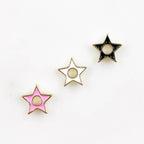 10mmx3mm Gold Plated Mini Gold Rimmed Enamel Star Charm Celestial 5 Point