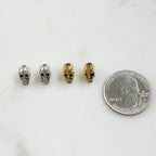 10mmx5mm Pewter Small Skull Head Bead Vertical Hole Pendant Halloween (2pc)