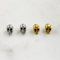 Pewter Small Skull Head Bead Horizontal Hole Pendant Halloween (2pc)