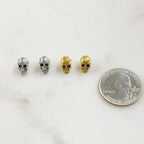 10mmx5mm Pewter Small Skull Head Bead Horizontal Hole Pendant Halloween (2pc)