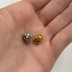 Pewter Small Skull Head Bead Horizontal Hole Pendant Halloween (2pc)