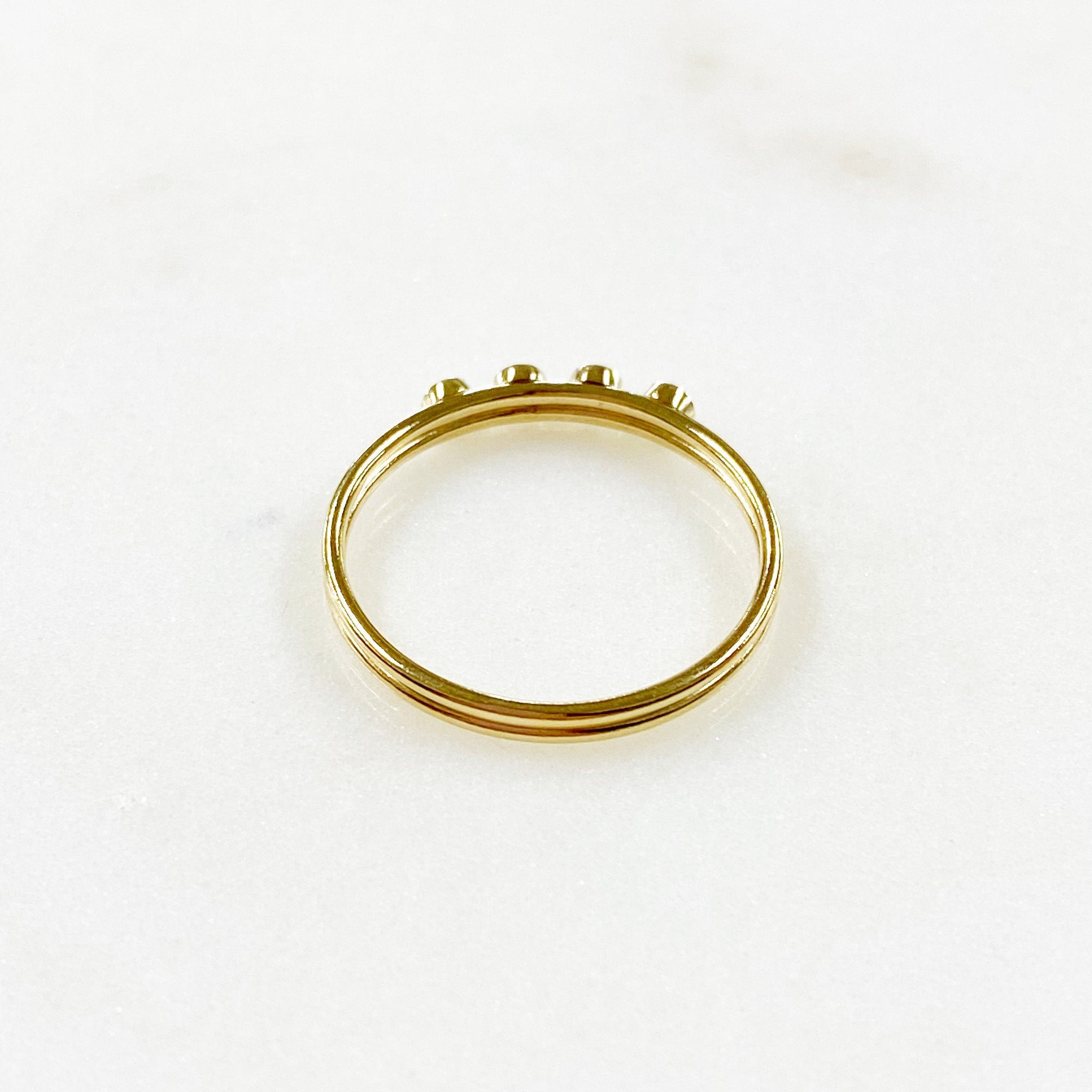 14K Gold Filled 4 CZ Stone Simple Ring CZ Ring in Size 7
