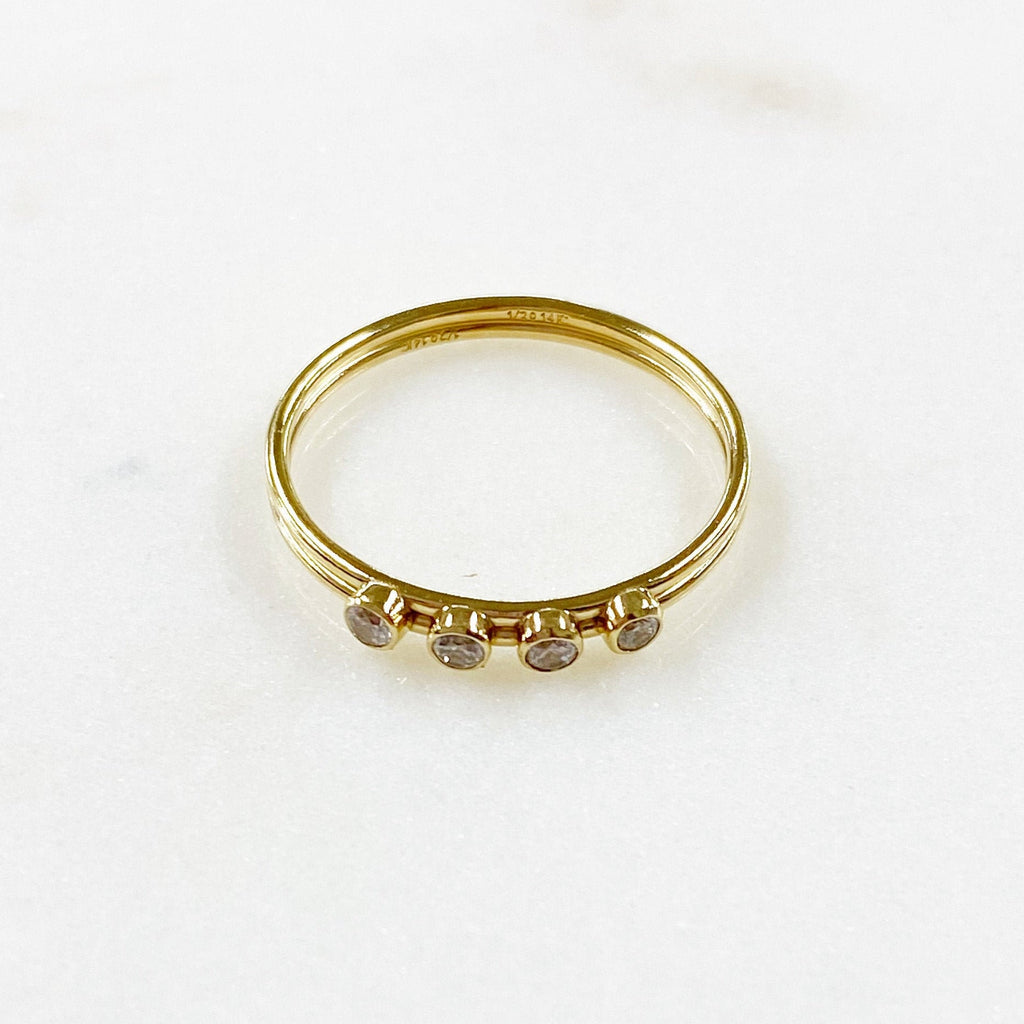 14K Gold Filled 4 CZ Stone Simple Ring CZ Ring in Size 7