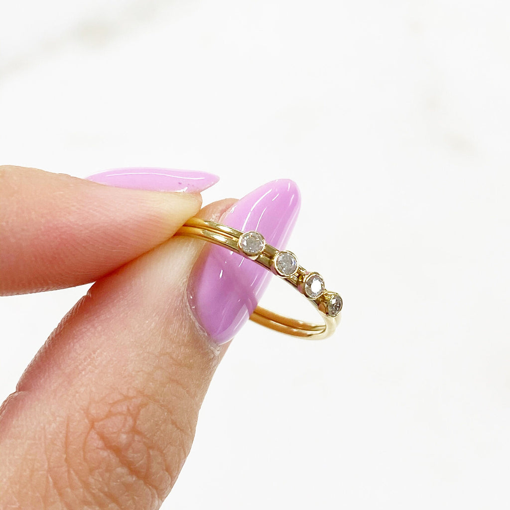 14K Gold Filled 4 CZ Stone Simple Ring CZ Ring in Size 7