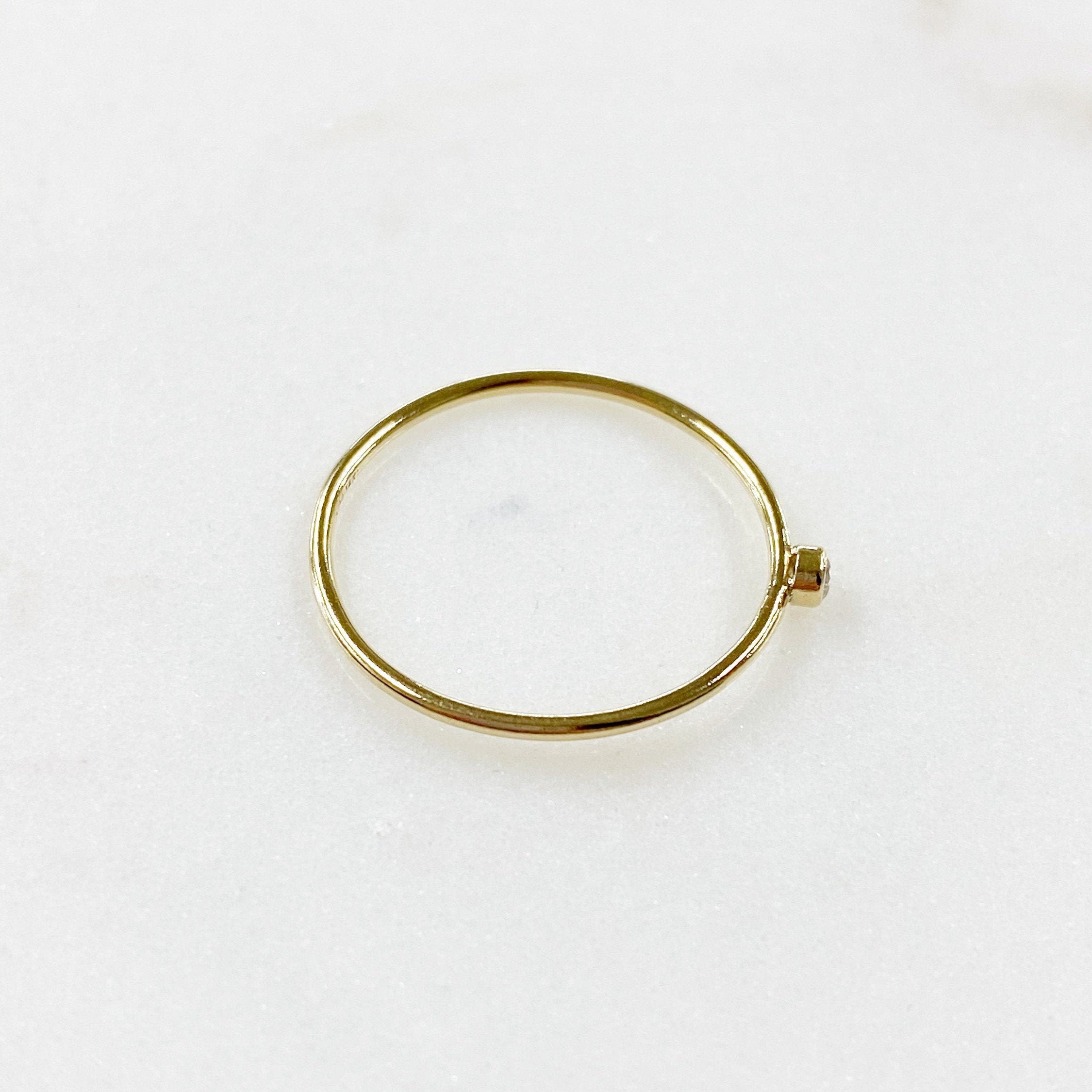 14K Gold Filled Single Stone CZ Thin Ring in Size 7