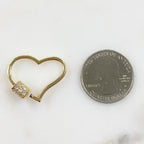 Gold Plated Curved Heart Shaped Screw Clasp CZ Covered Screw Detail