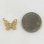 Gold Plated Baguette Butterfly Charm Baguette Shaped CZ Butterfly