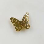 Gold Plated Baguette Butterfly Charm Baguette Shaped CZ Butterfly